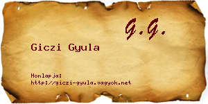 Giczi Gyula névjegykártya